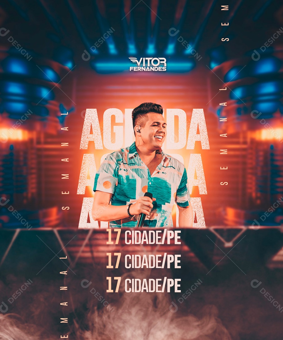 Flyer Agenda Semanal Vitor Fernandes Social Media PSD Editável