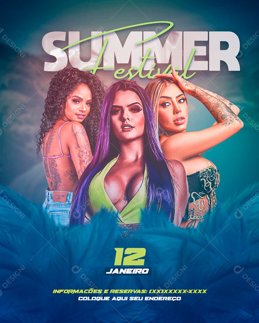 Post Flyer Summer Festival Social Media PSD Editável