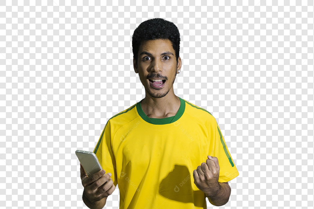 Torcedor de Futebol Torcendo Pelo Seu Time Brasil PSD + PNG Transparente