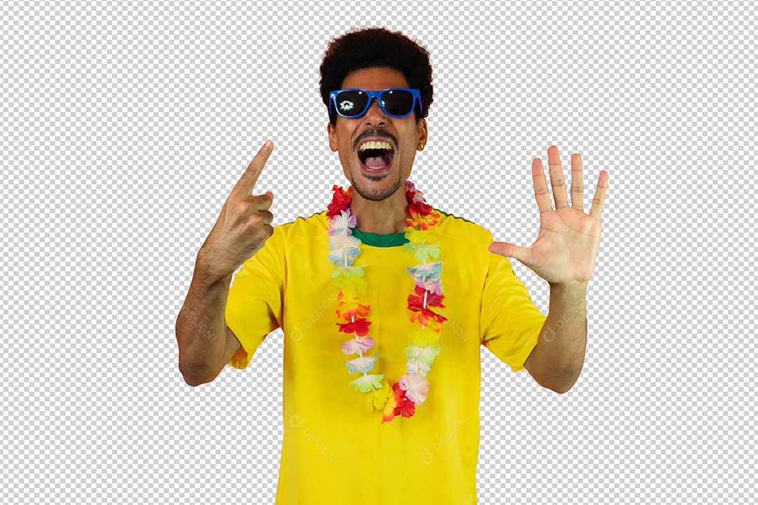 Torcedor de Futebol Torcendo Pelo Seu Time Brasil PSD + PNG Transparente