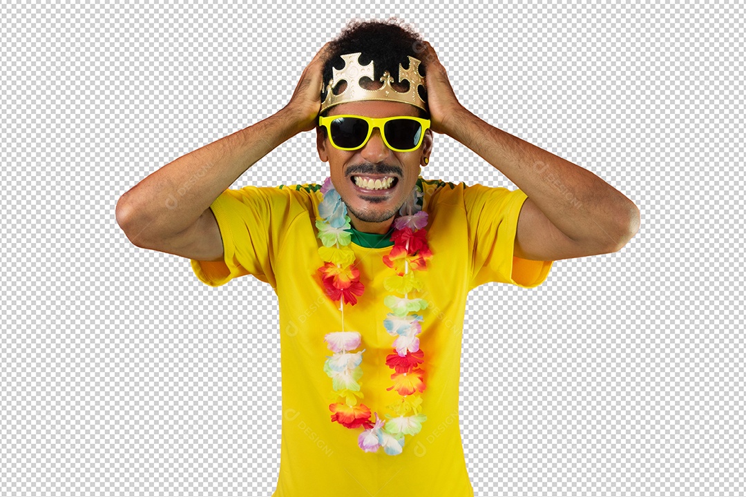 Torcedor de Futebol Torcendo Pelo Seu Time Brasil PSD + PNG Transparente