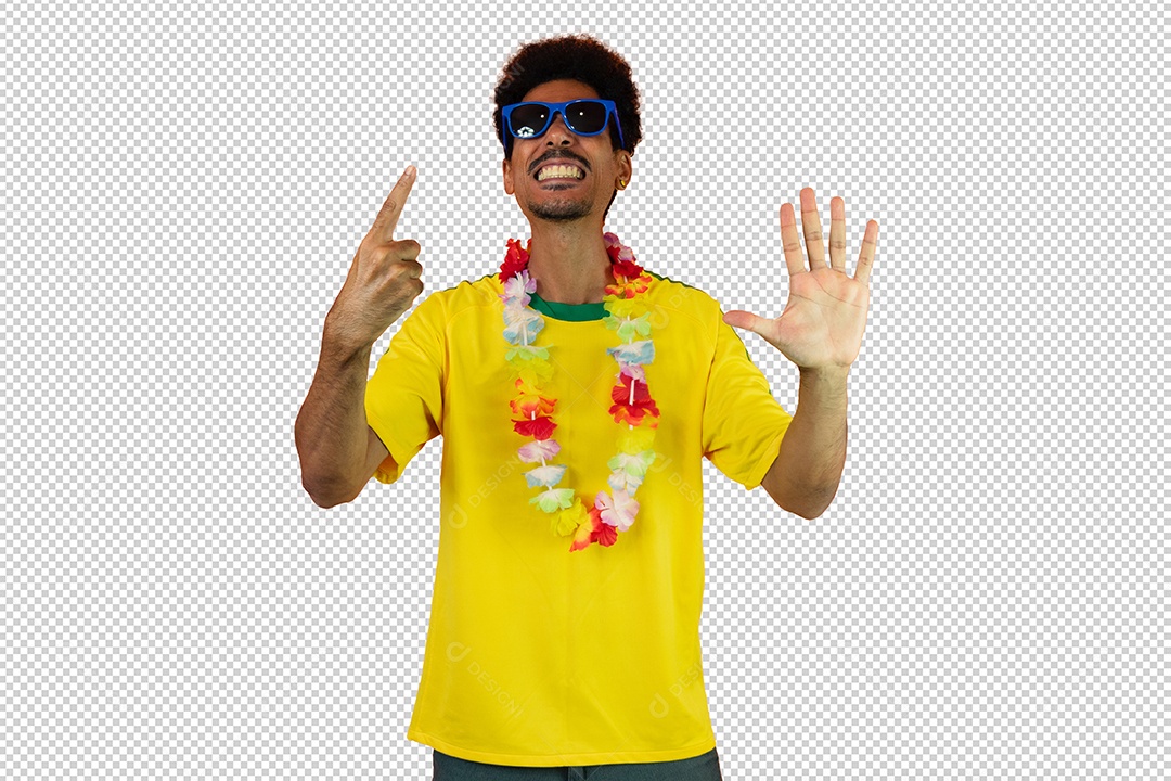 Torcedor de Futebol Torcendo Pelo Seu Time Brasil PSD + PNG Transparente