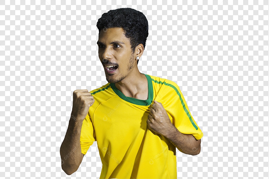 Torcedor de Futebol Torcendo Pelo Seu Time Brasil PSD + PNG Transparente