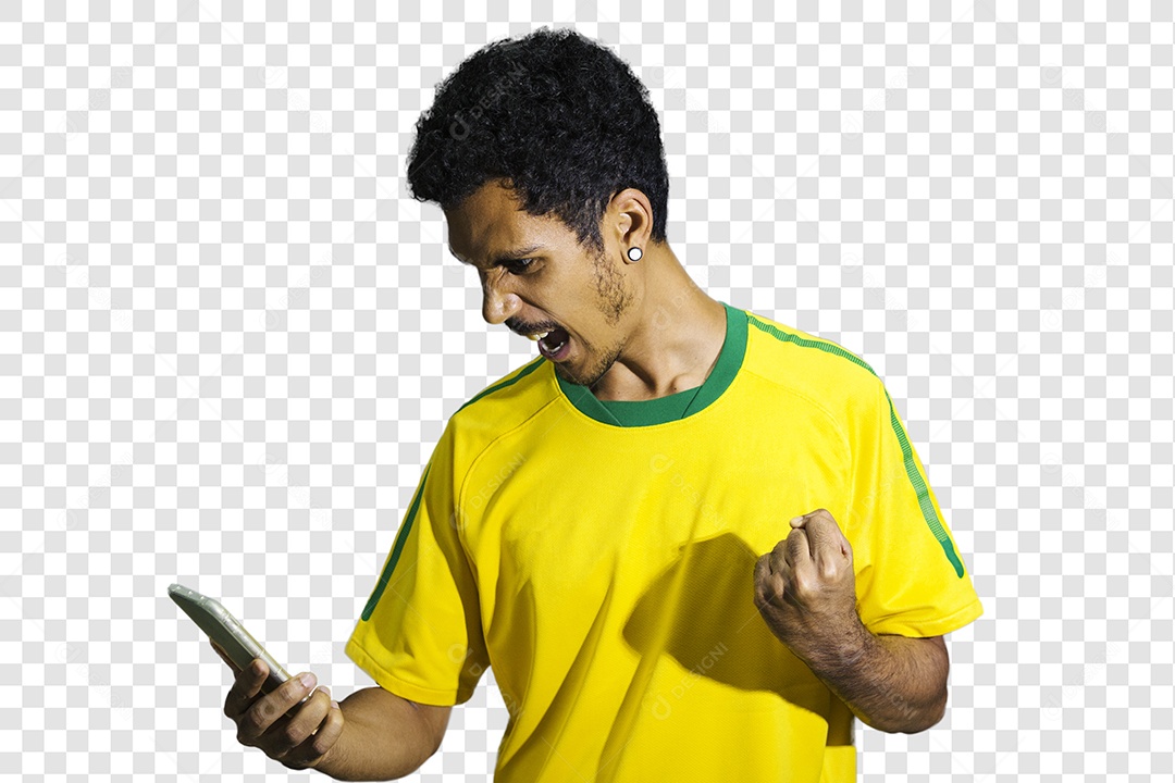 Torcedor de Futebol Torcendo Pelo Seu Time Brasil PSD + PNG Transparente
