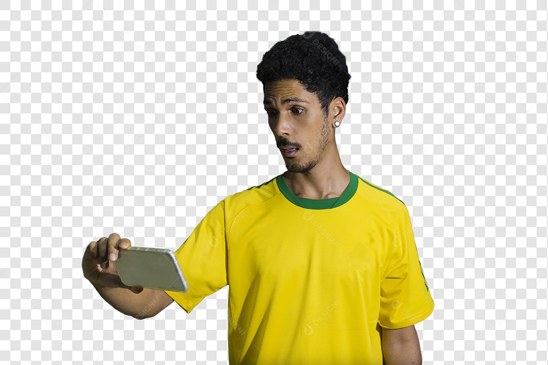 Football Supporter Supporting Your Team Brazil PSD + PNG Transparente