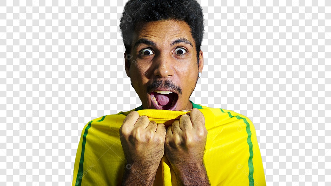 Torcedor de Futebol Torcendo Pelo Seu Time Brasil PSD + PNG Transparente