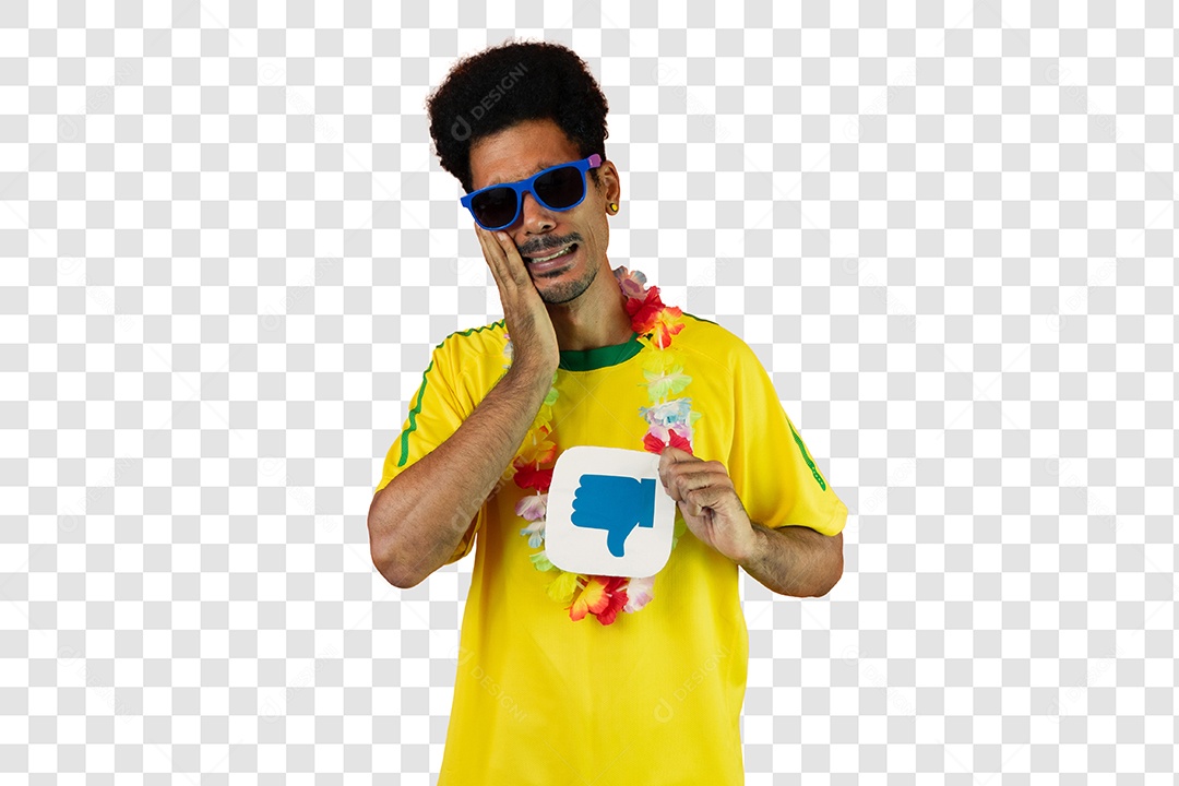 Football Supporter Supporting Your Team Brazil PSD + PNG Transparente