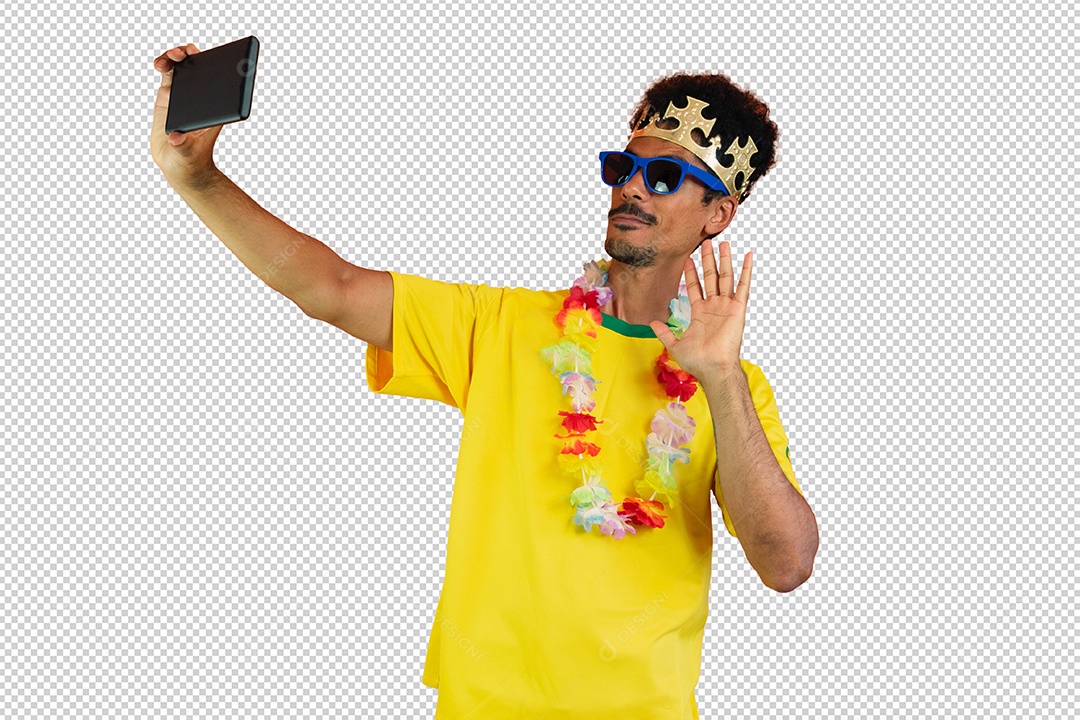 Torcedor de Futebol Torcendo Pelo Seu Time Brasil PSD + PNG Transparente