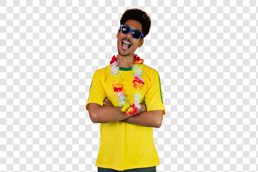 Torcedor de Futebol Torcendo Pelo Seu Time Brasil PSD + PNG Transparente