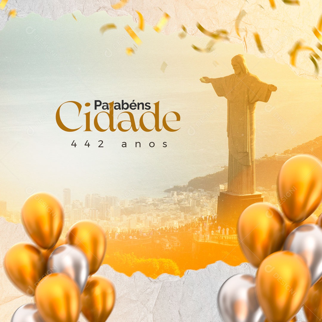 Aniversário de Cidade 442 Anos Parabéns Social Media PSD Editável