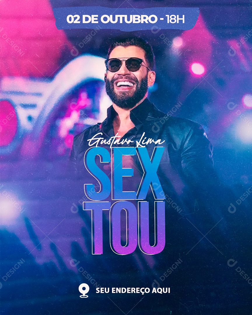 Post Flyer Gustavo Lima Sextou Social Media PSD Editável