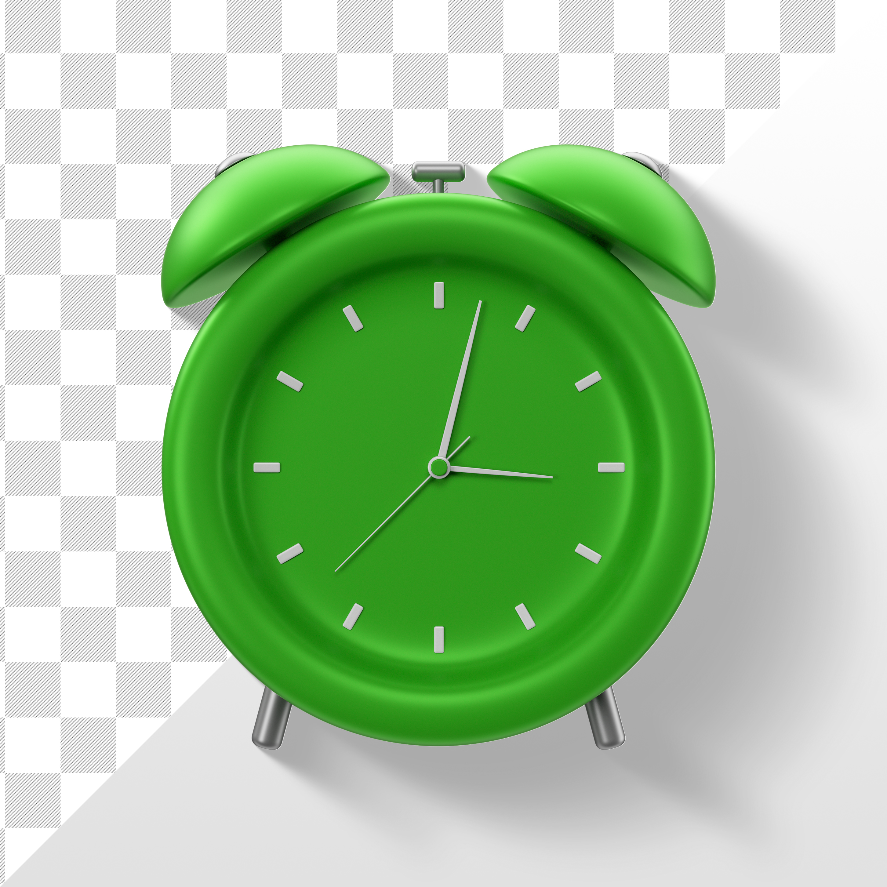 Relógio Despertador Elemento 3D Verde para Composição PSD