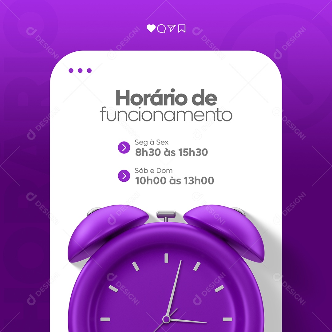 Horário de Funcionamento Social Media PSD Editável