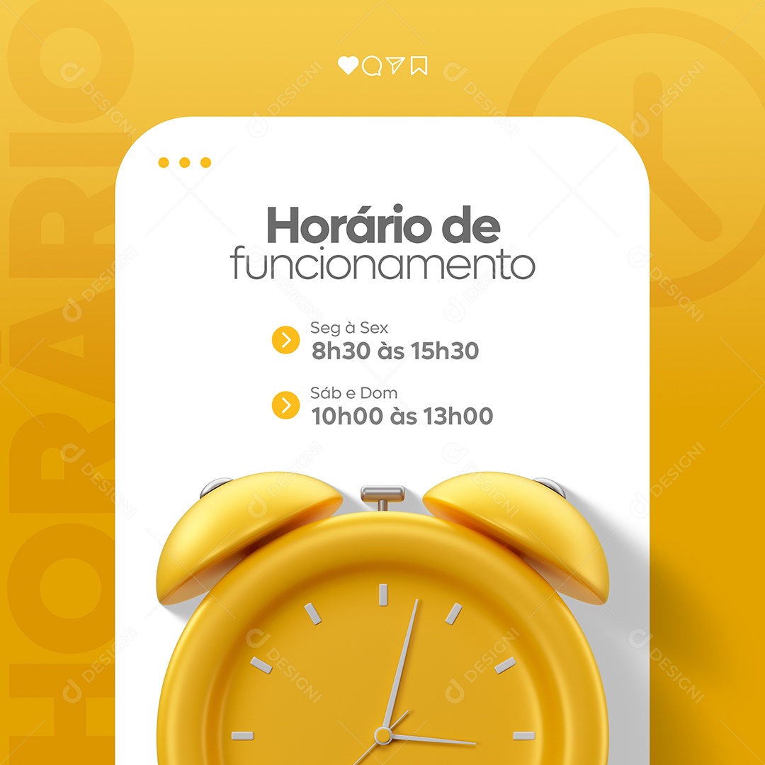 Social Media Horário de Funcionamento PSD Editável
