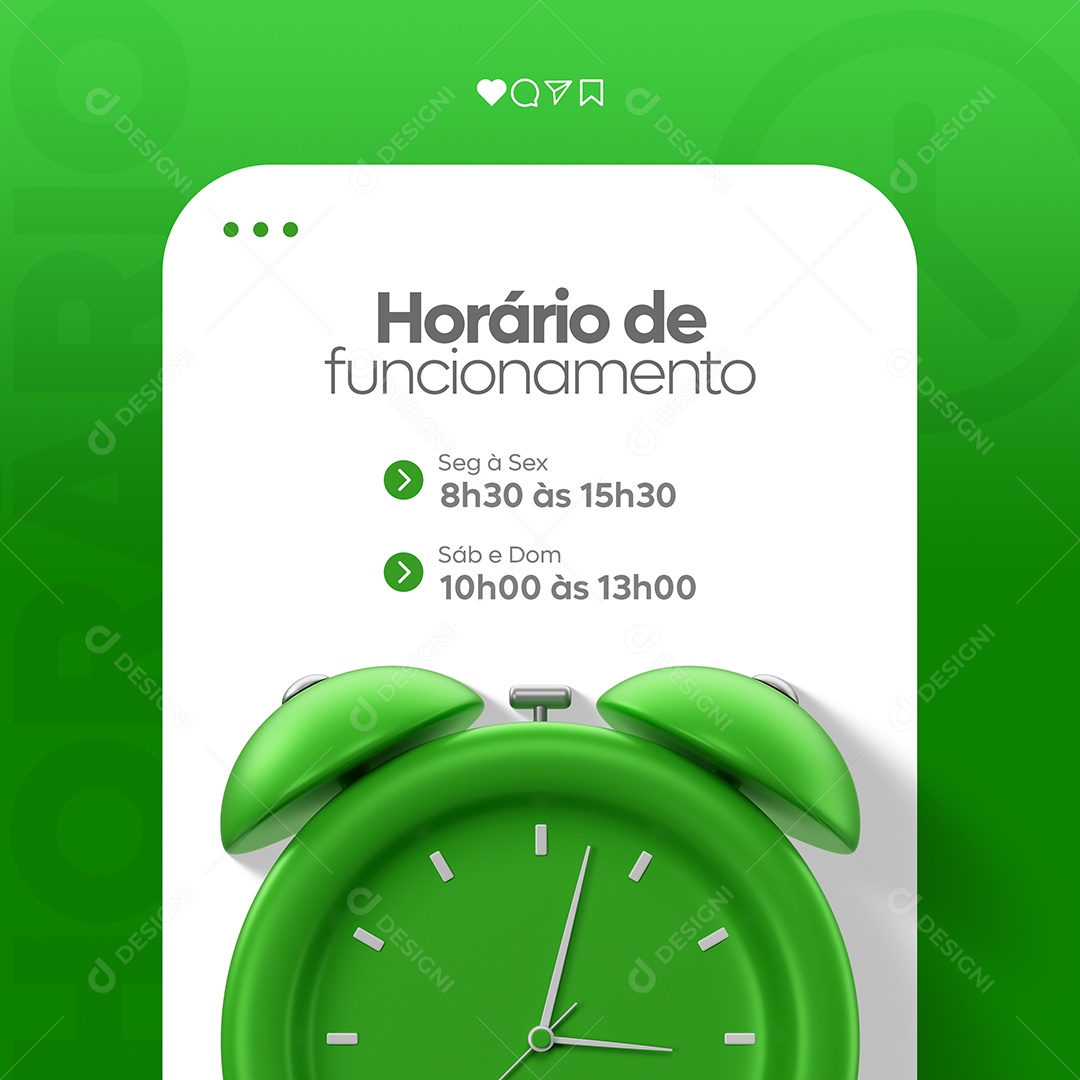 Horário de Funcionamento Social Media PSD Editável