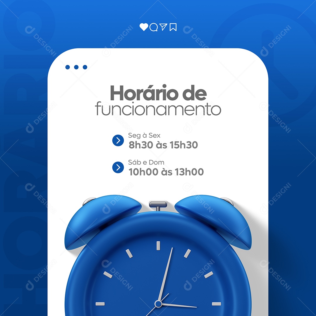 Horário de Funcionamento Social Media PSD Editável