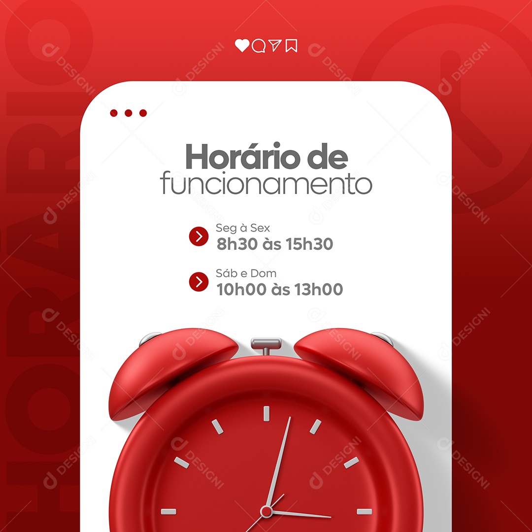 Horário de Funcionamento Social Media PSD Editável
