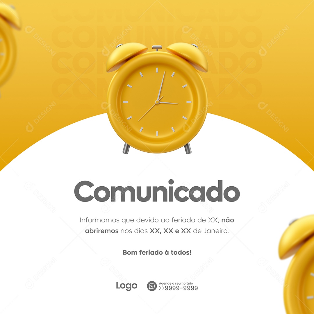 Comunicado Não Abriremos Lojas Ano Novo Social Media PSD Editável