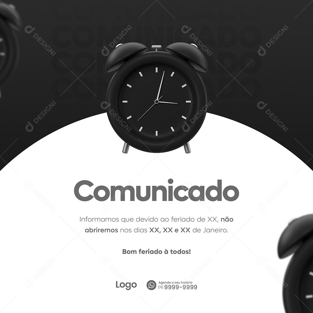 Comunicado Não Abriremos Lojas Ano Novo Social Media PSD Editável