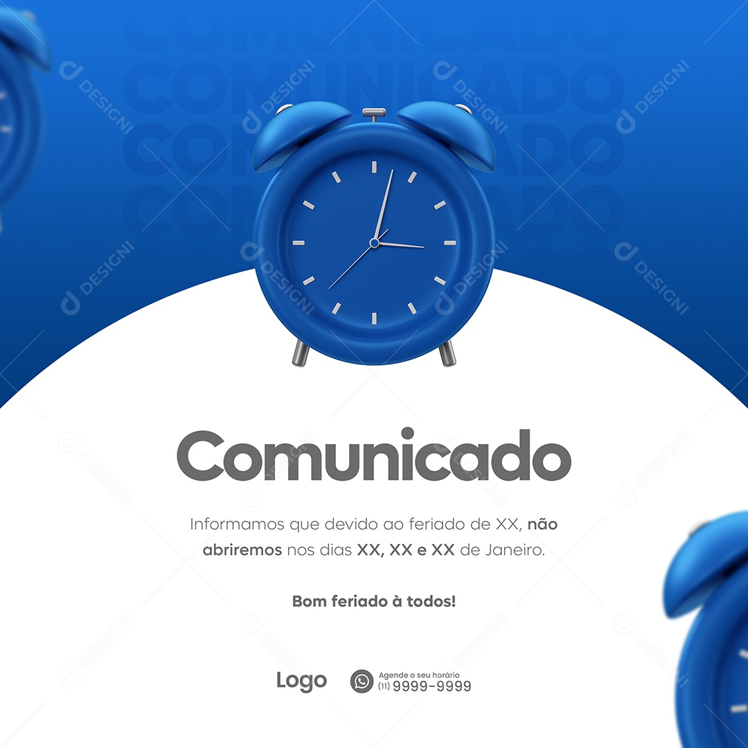 Comunicado Não Abriremos Lojas Ano Novo Social Media PSD Editável