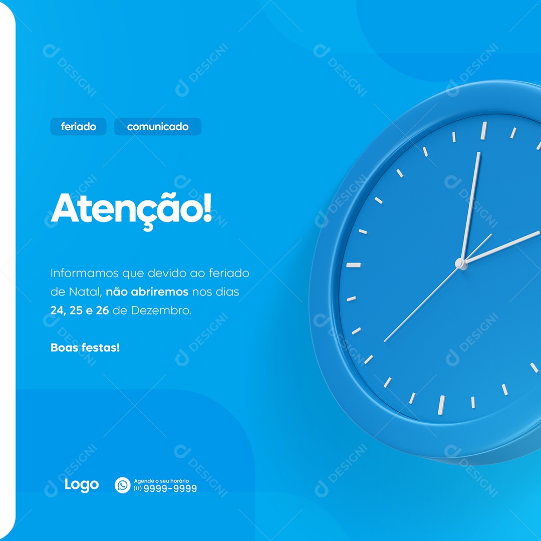 Social Media Comunicado Não Abriremos nos Dias 24 25 e 26 de Dezembro Lojas PSD Editável