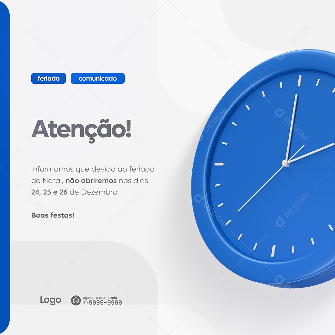 Comunicado Não Abriremos nos Dias 24 25 e 26 de Dezembro Lojas Social Media PSD Editável