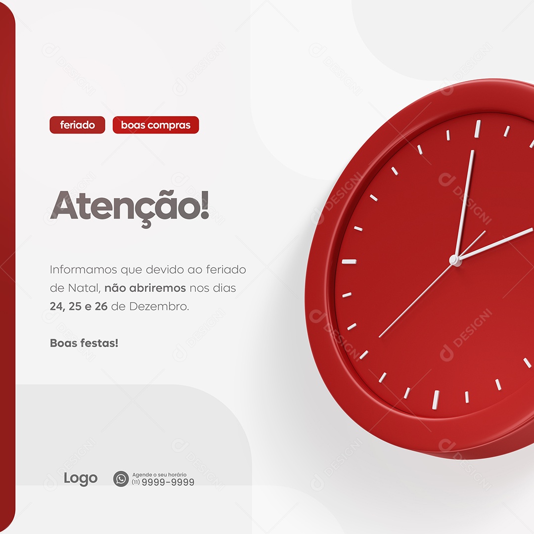 Comunicado Não Abriremos nos Dias 24 25 e 26 de Dezembro Lojas Social Media PSD Editável