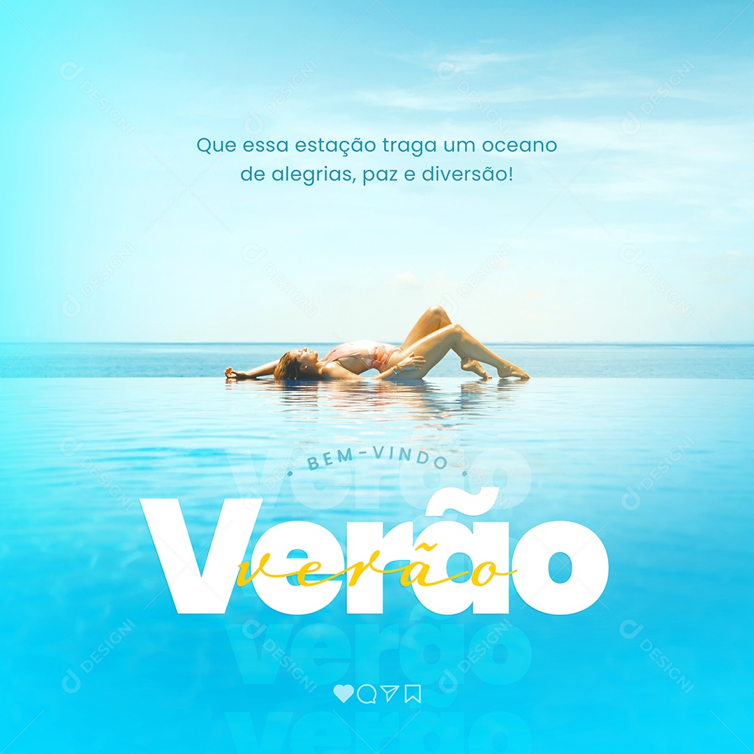 Que essa Estação Traga um Oceano de Alegrias Bem Vindo Verão Social Media PSD Editável