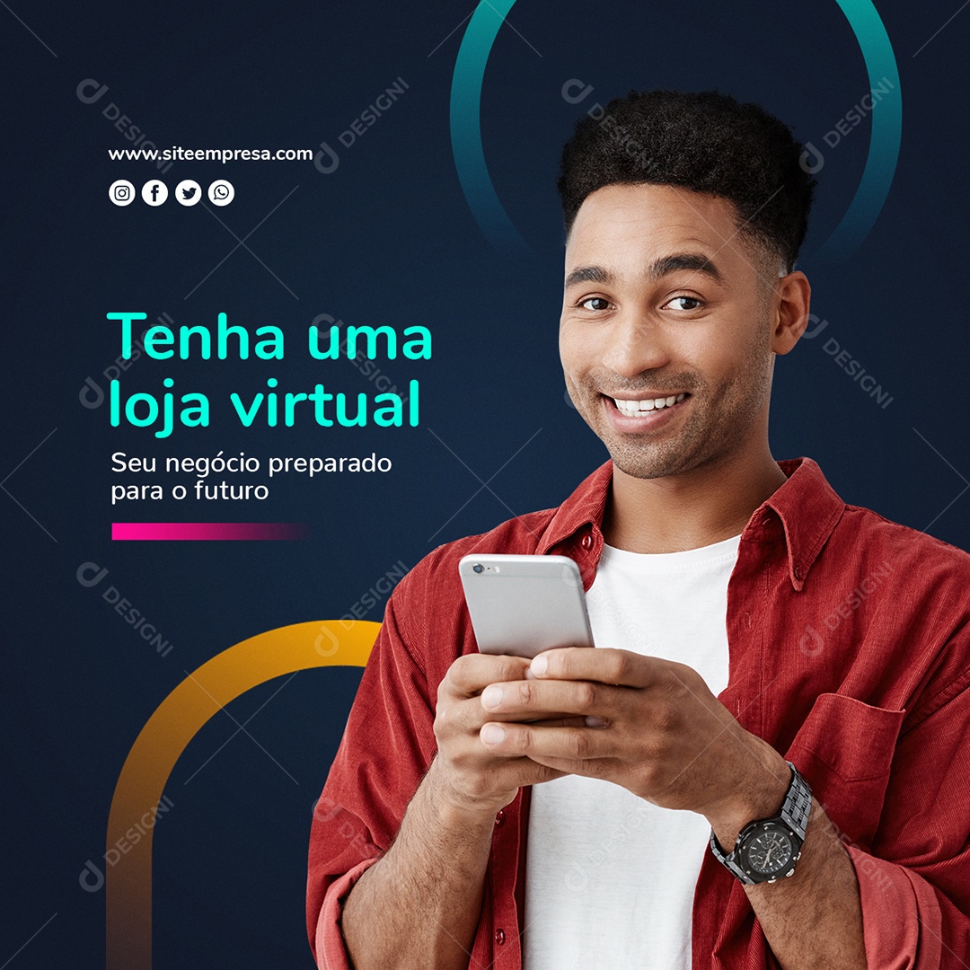 Tenha uma Loja Virtual Website Social Media PSD Editável