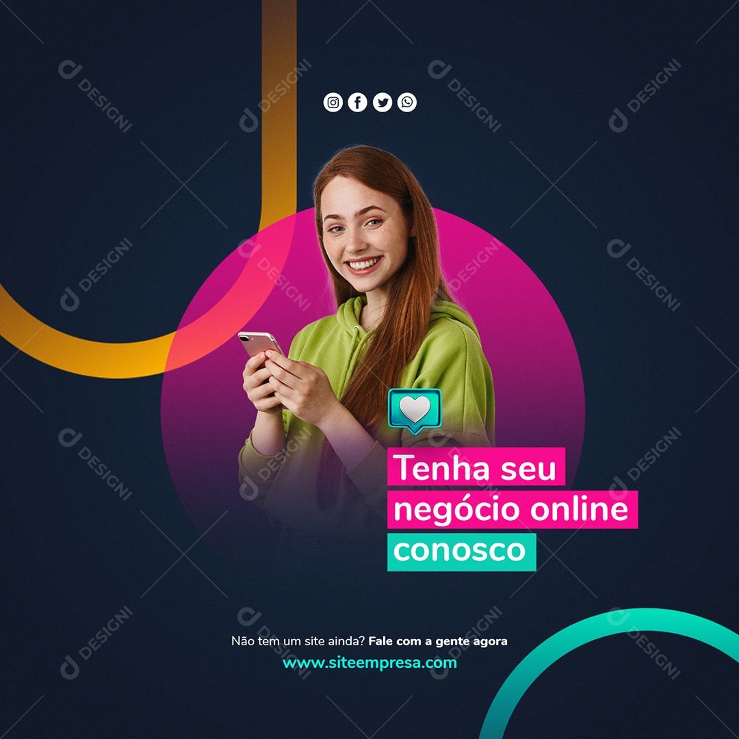 Tenha seu Negócio Online Conosco Website Social Media PSD Editável