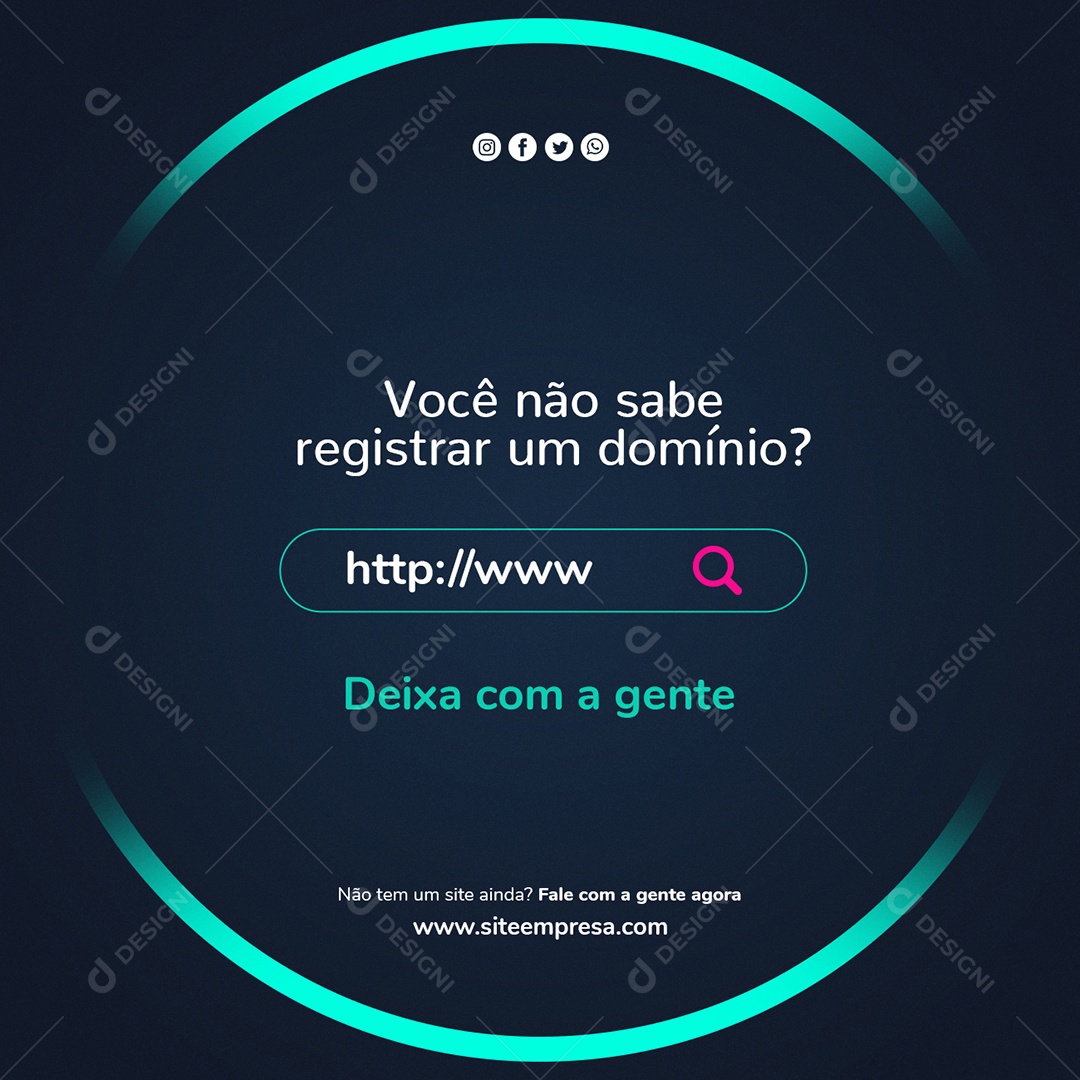 Você não Sabe Registrar um Domínio Website Social Media PSD Editável