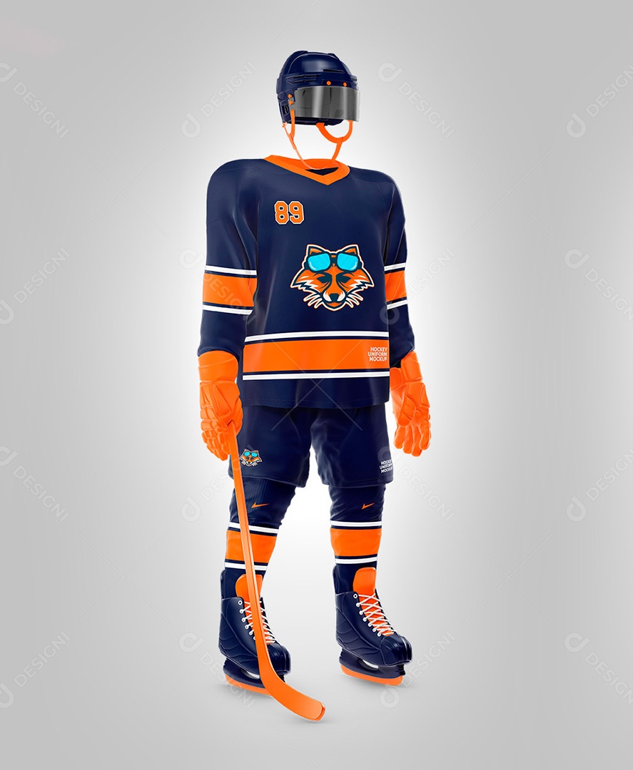 Mockup Modelo de Roupa de Hockey Vista Lateral PSD Editável