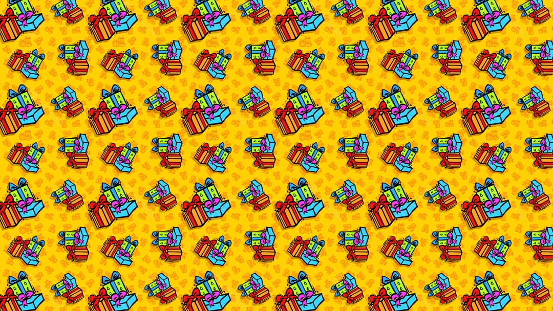 Pattern Padrões Geométricos de Caixa de Presentes Natalino Em Fundo Amarelo Vetor AI + PAT