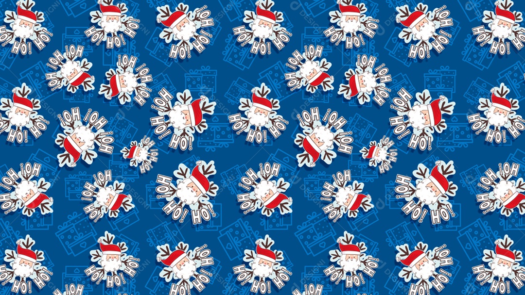 Pattern Padrões Geométricos Texto Natalino Ho Ho Ho Em Fundo Azul Vetor AI + PAT