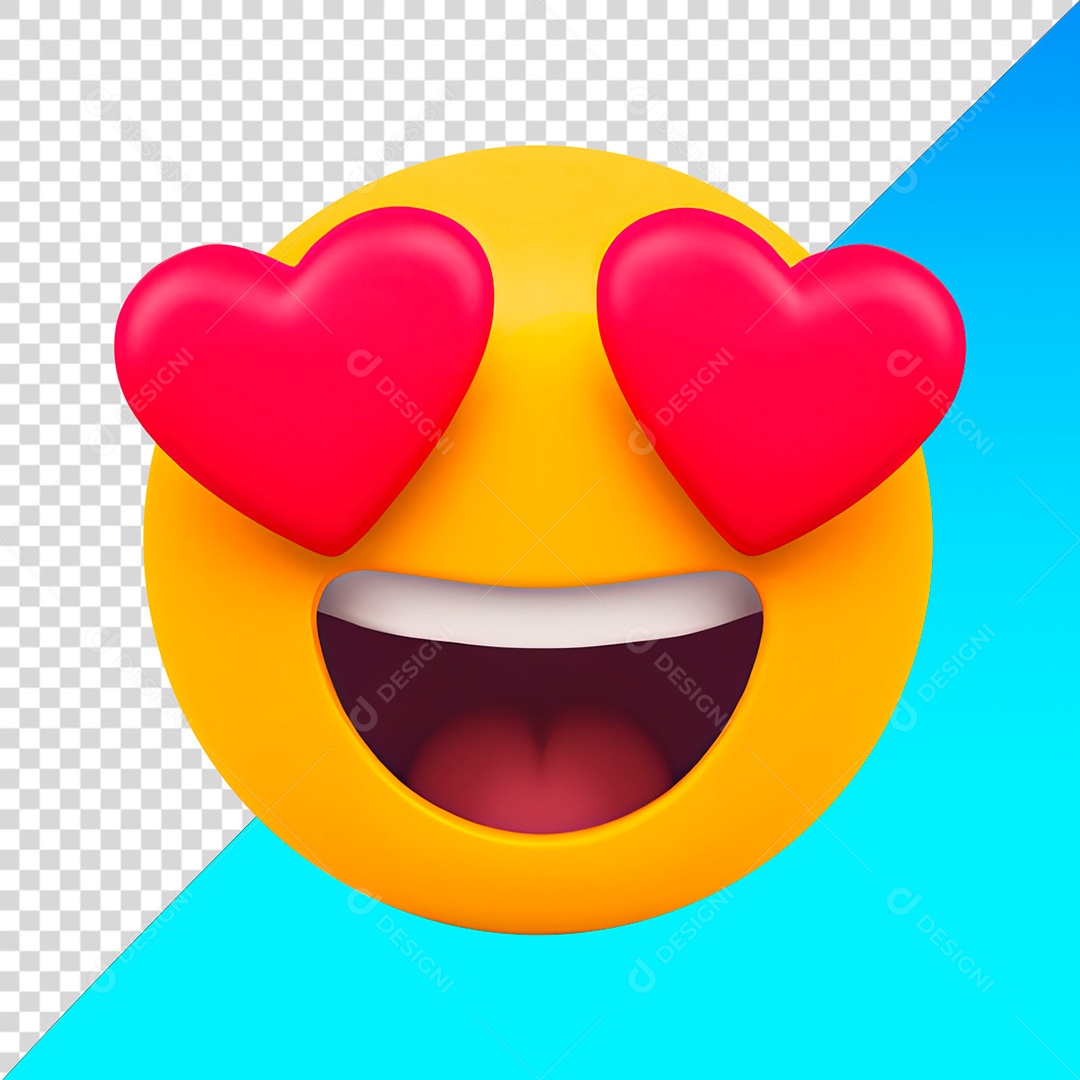 Emoji Olhos de Coração Apaixonado PNG Transparente Sem Fundo