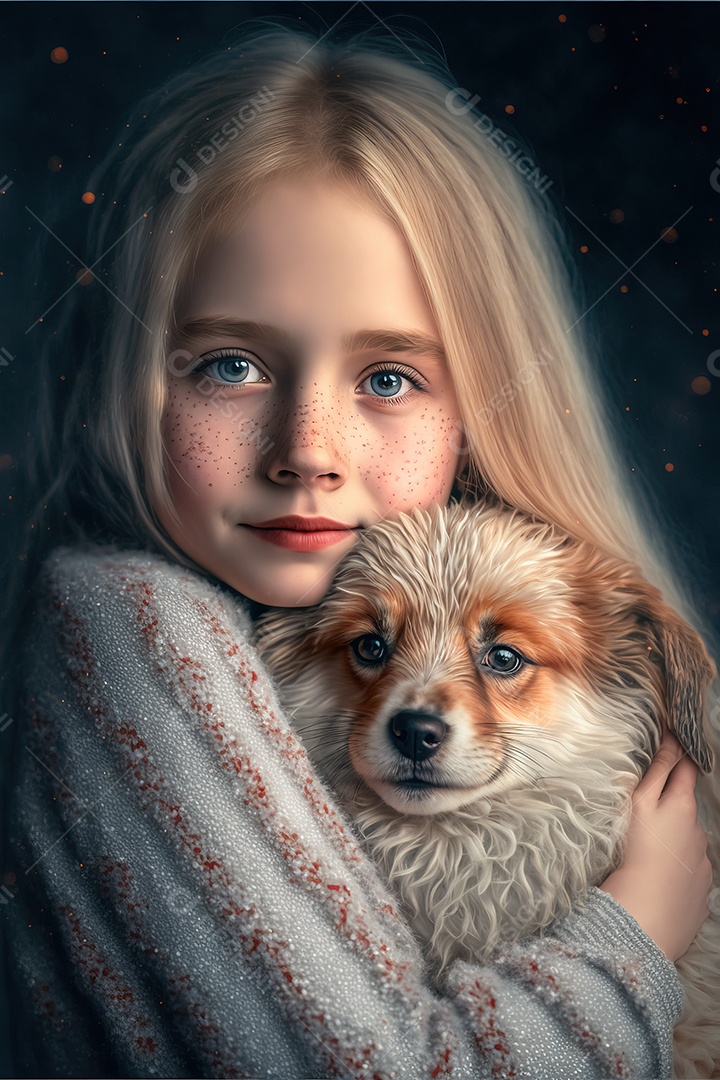 Pura felicidade, cachorrinho fofo e adorável garotinha sardenta