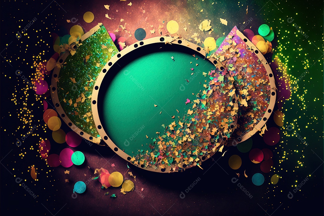 Painel de festa para o carnaval brasileiro com conjunto de confete, fundo glitter