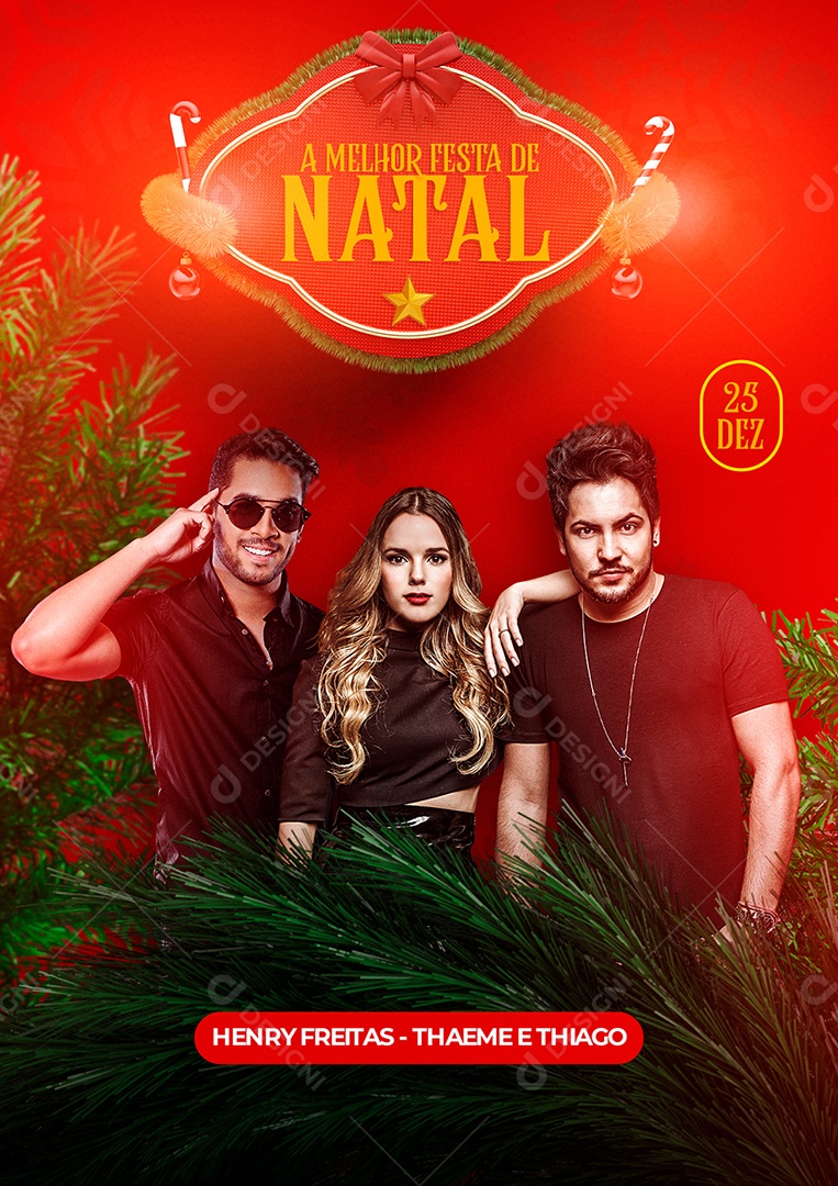 A Melhor Festa de Natal Henry Freitas Thaeme e Thiago Flyers Social Media PSD Editável