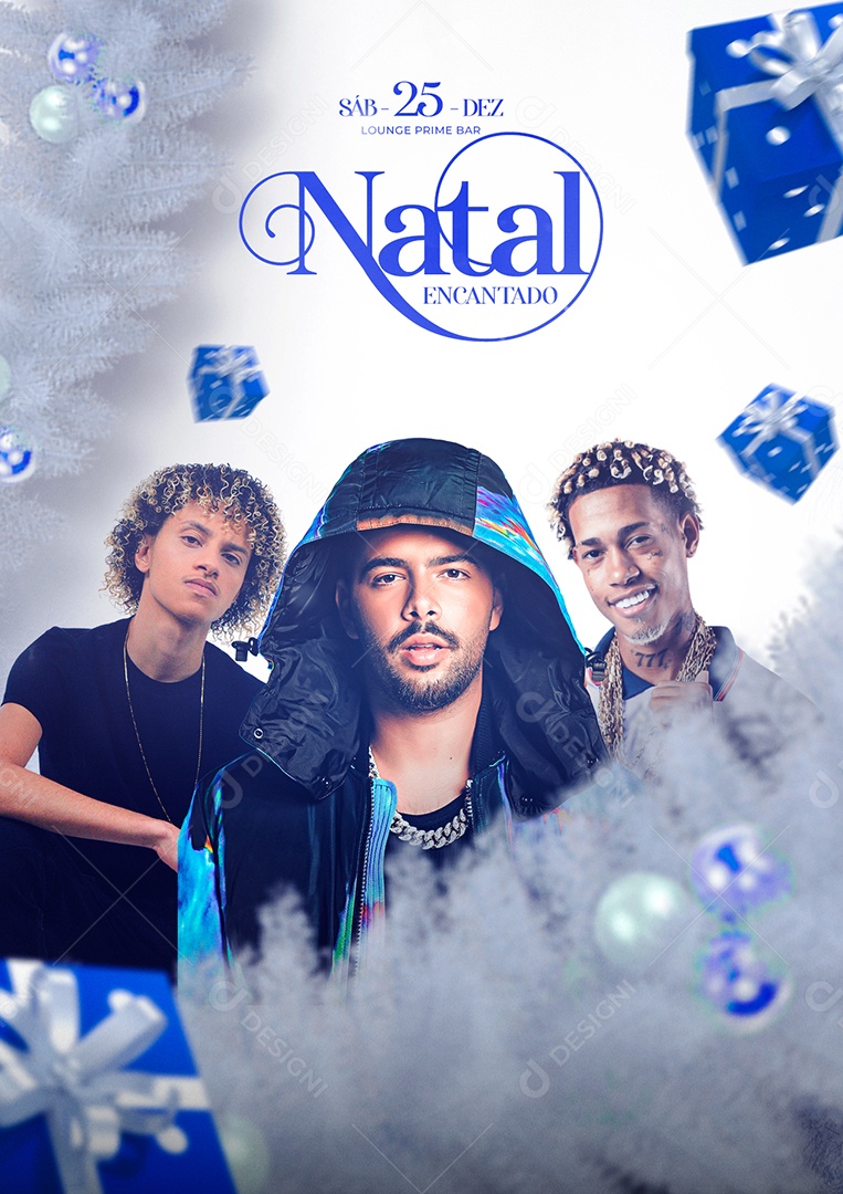 Natal Encantado Pedro Sampaio FP do Trem Bala Flyer Social Media PSD Editável
