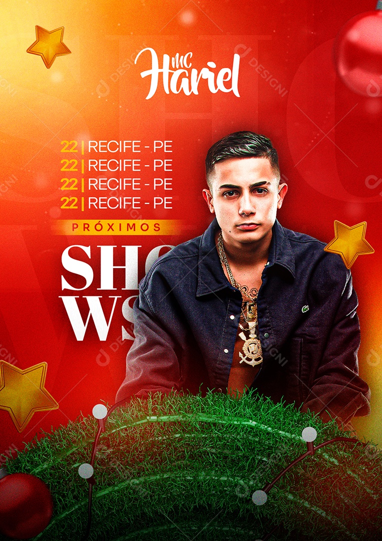 Próximos Shows Mc Hariel Flyer Feliz Natal Social Media PSD Editável