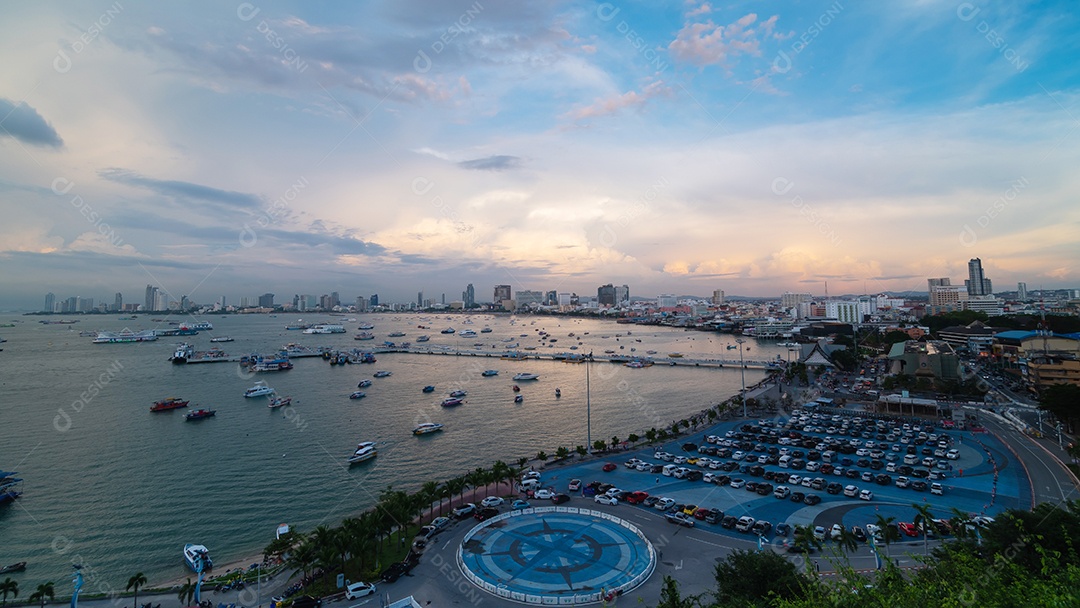 Praia de Pattaya do ponto de vista em Pattaya Chonburi Tailândia