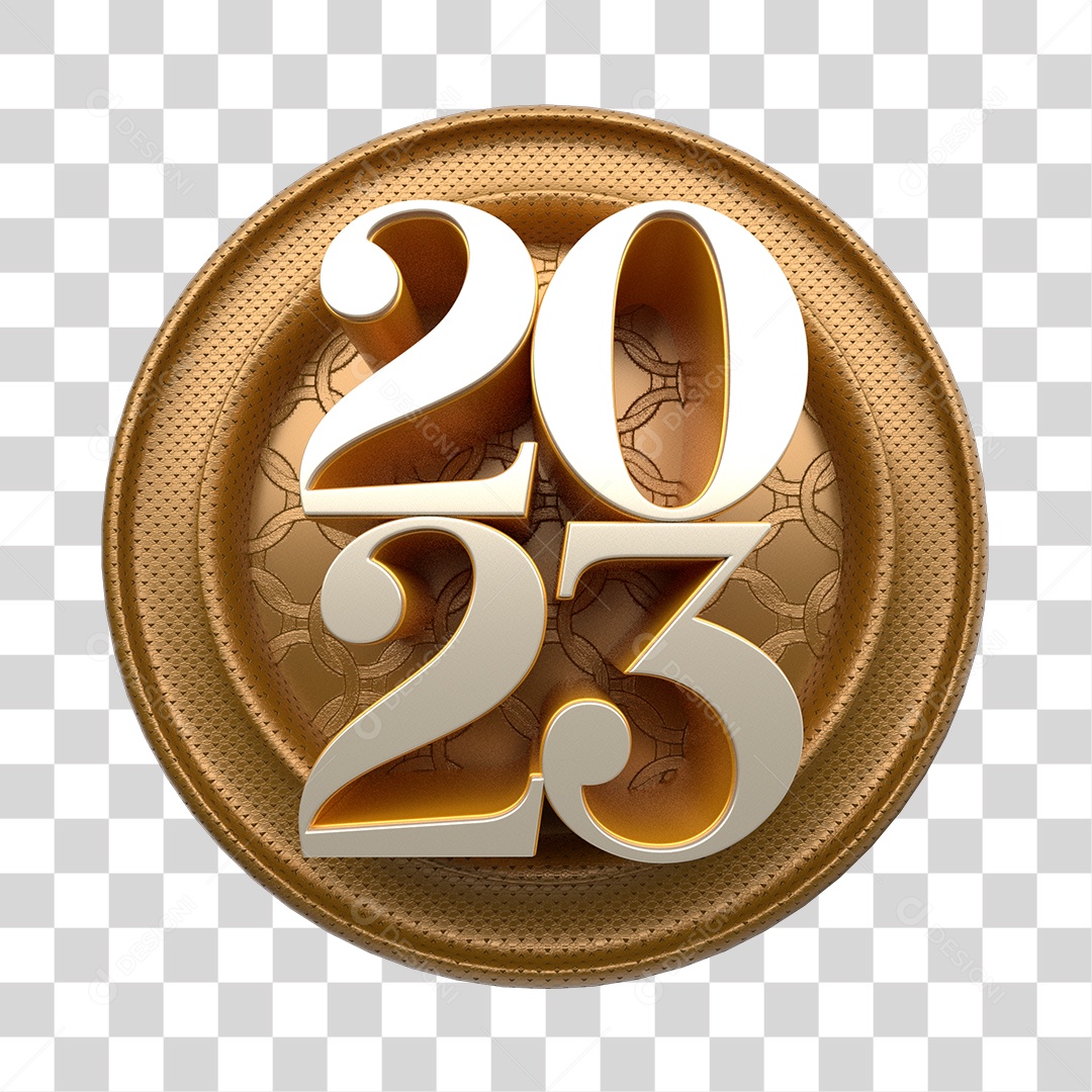 Selo 3D Ano Novo 2023 Para Composição PNG Transparente Sem Fundo