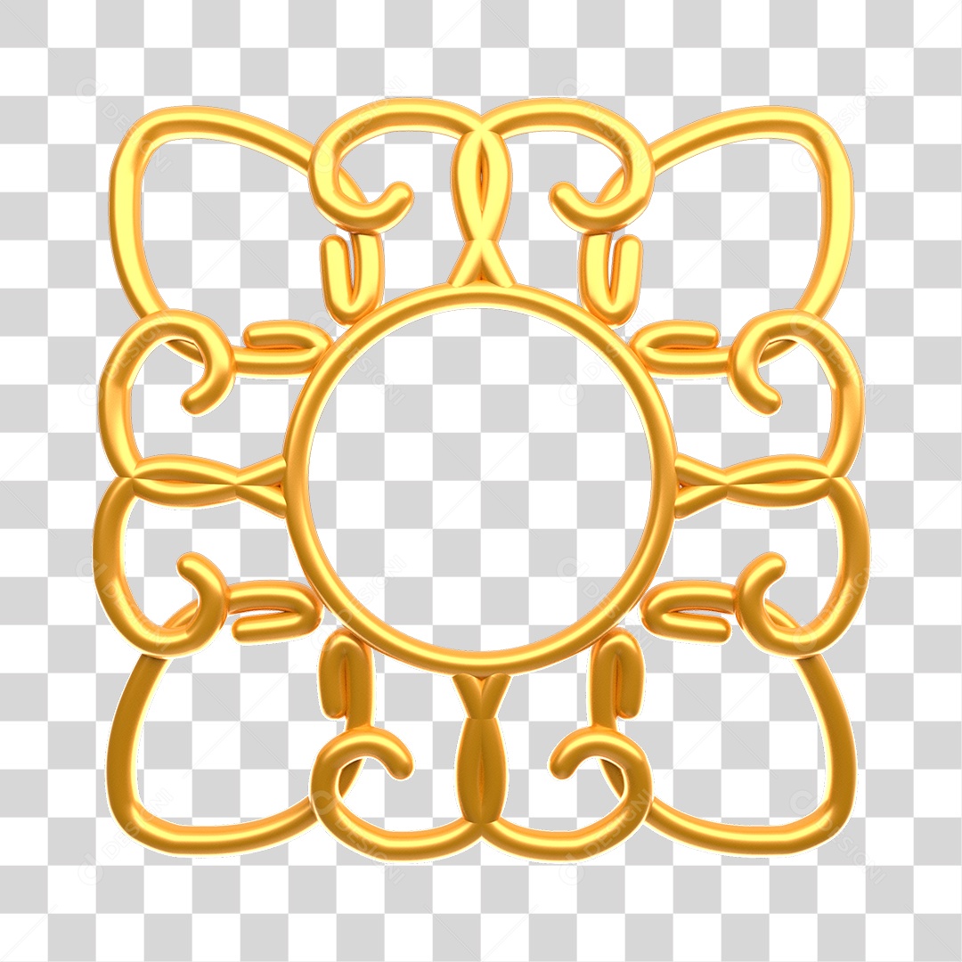 Elemento 3D Elemento Dourado Para Composição PNG Transparente Sem Fundo