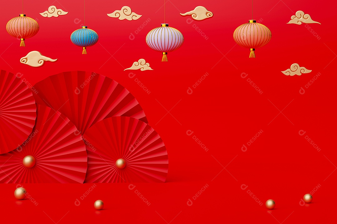 Renderização 3D Decoração de ano novo chinês
