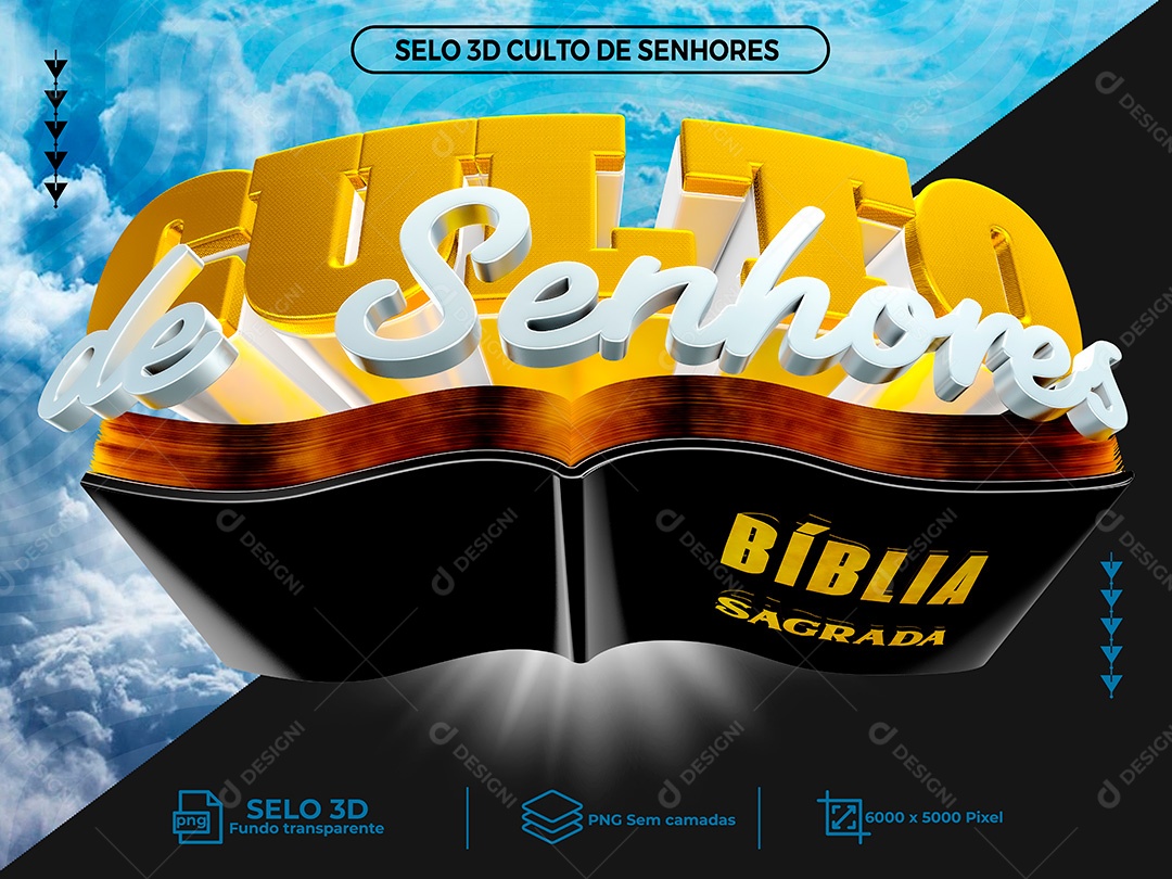 Selo 3D Culto dos Senhores Igreja Social Media PSD Editável