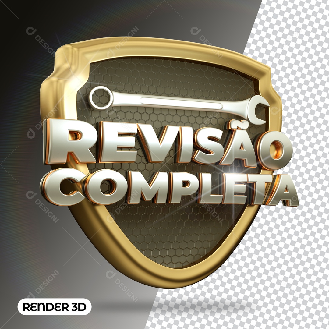 Selo 3D Para Composição Revisão Completa PSD