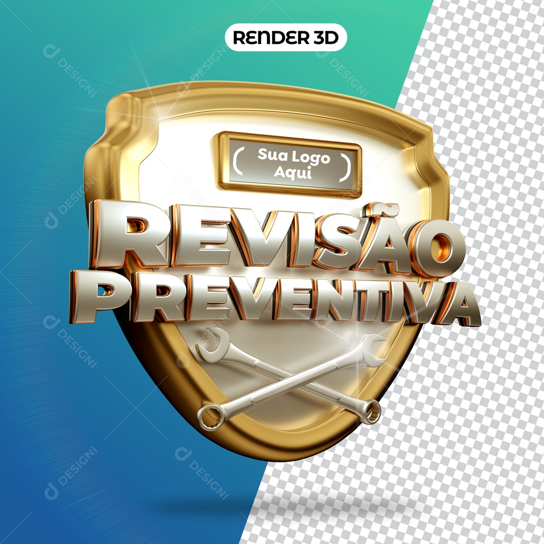 Selo 3D Para Composição Revisão Preventiva PSD