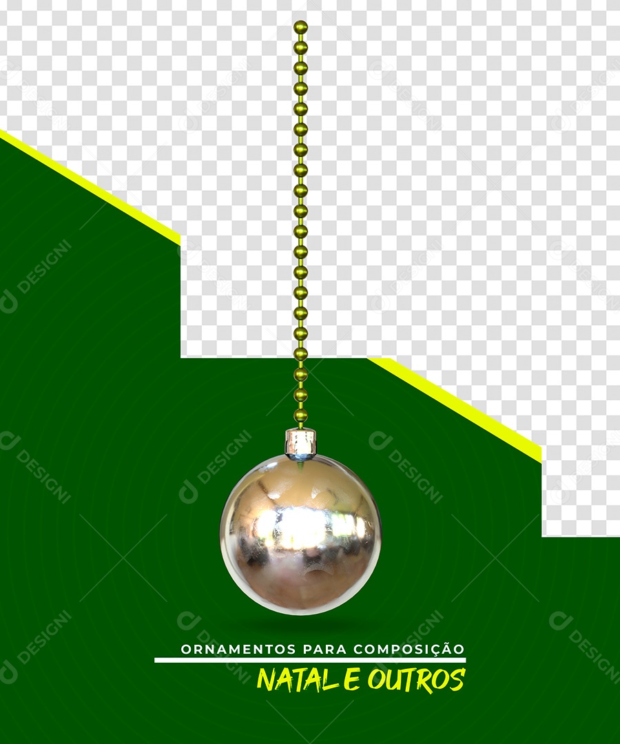 Elemento Bola de Natal Prata 3D PSD Para Composição