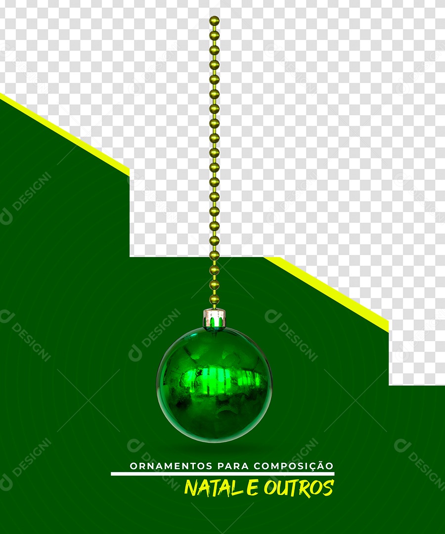 Elemento Bola de Natal Verde 3D Para Composição PSD