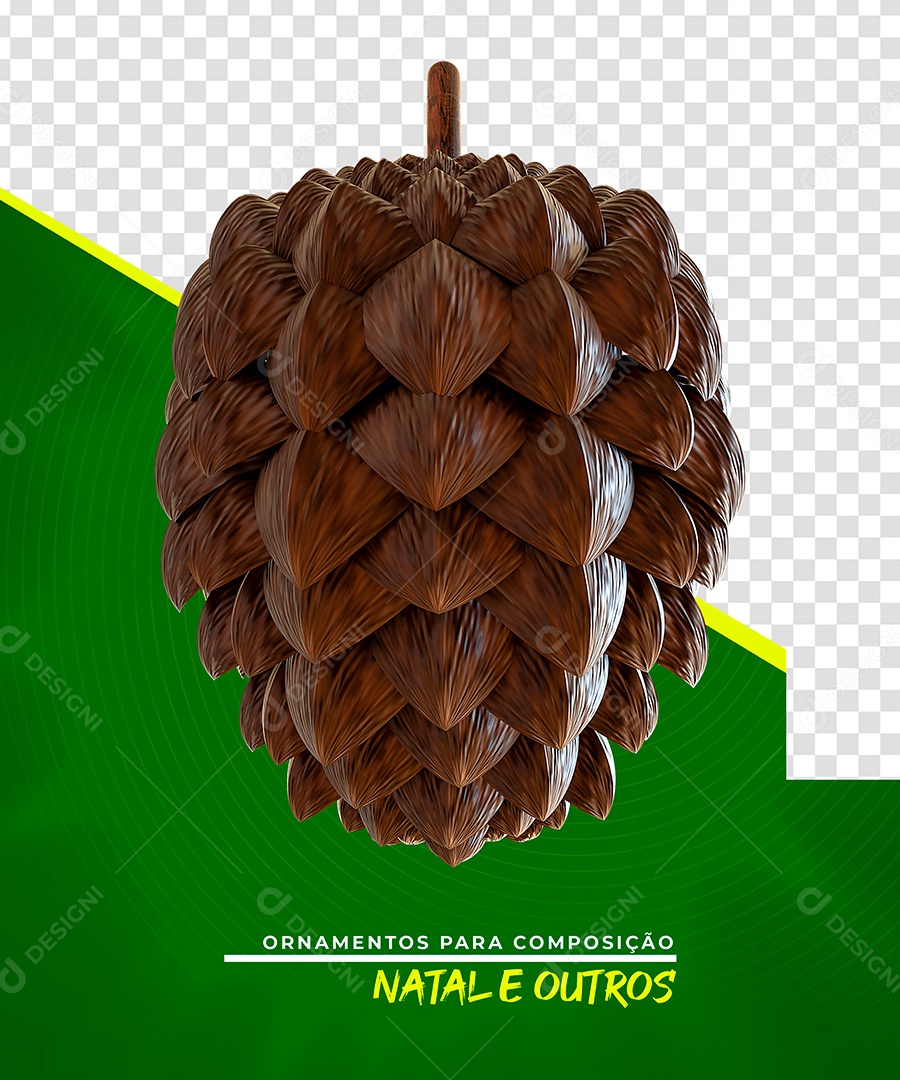 Elemento de Natal Pinha 3D PSD Para Composição